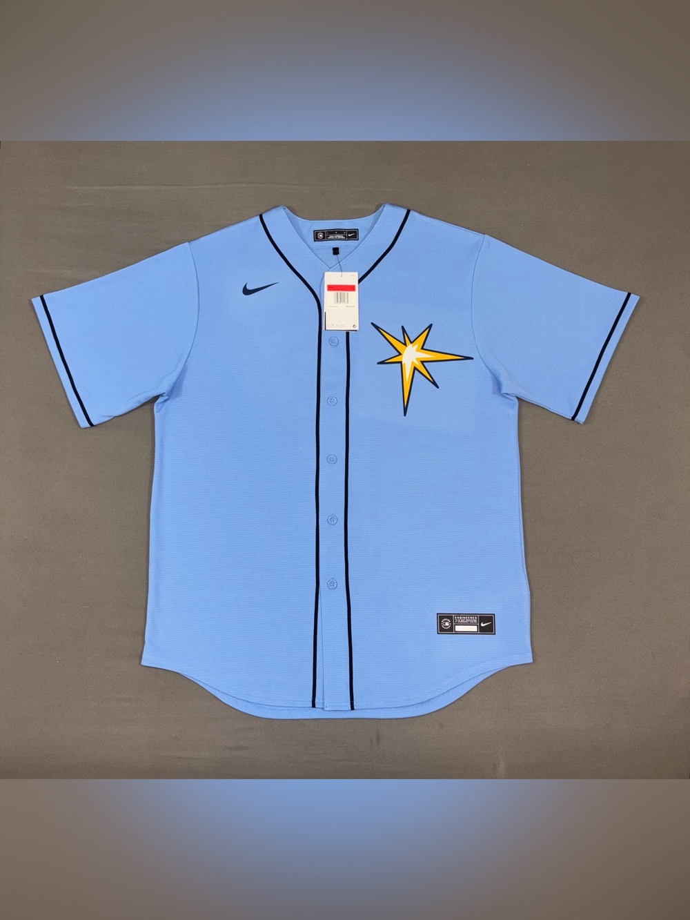 Men’s Nike Tampa Bay Rays #5 Wander Franco MLB Jersey Light Blue Size LARGE